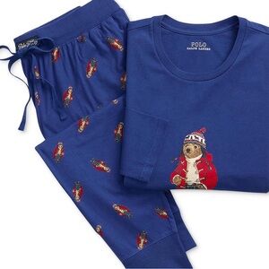 Polo by Ralph Lauren men's  Navy Pajama Set with Bear Design
